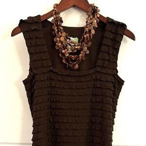 Joseph Ribkoff Ruffle Dress S10 w/ Necklace